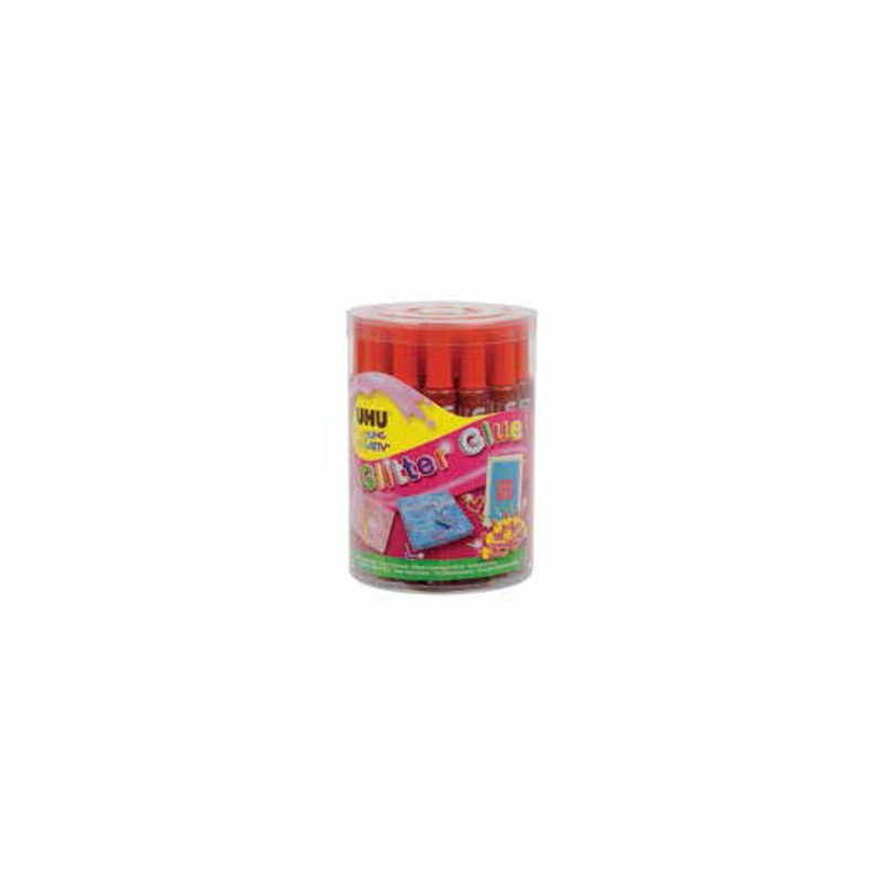 24 PEZZI - GLITTER GLUE UHU 20 ML. ROSSO  D1554