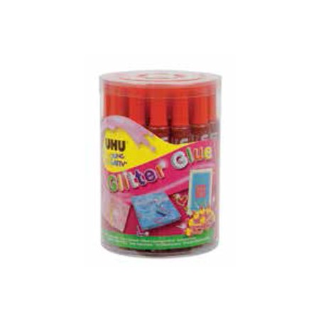 24 PEZZI - GLITTER GLUE UHU 20 ML. ROSSO  D1554