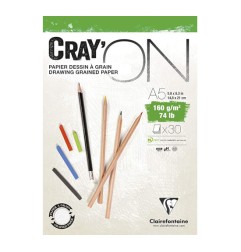 1 - BLOCCO DISEGNO A5 160gr. 30fg COLLATO CRAY'ON  CLAIREFONTAINE 975026C