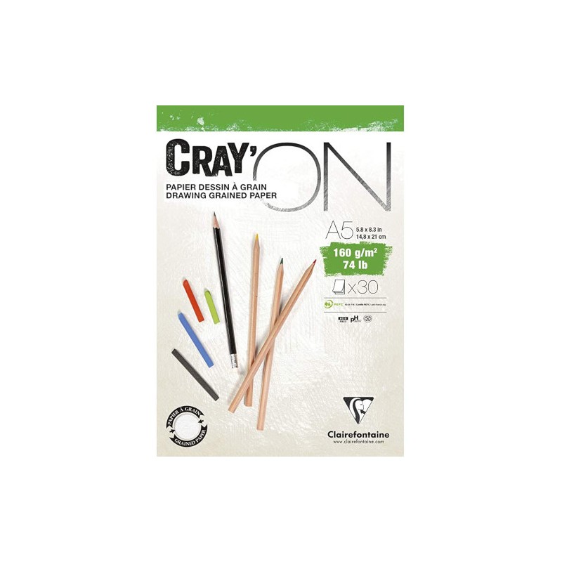 BLOCCO DISEGNO A5 160gr. 30fg COLLATO CRAY'ON  CLAIREFONTAINE 975026C