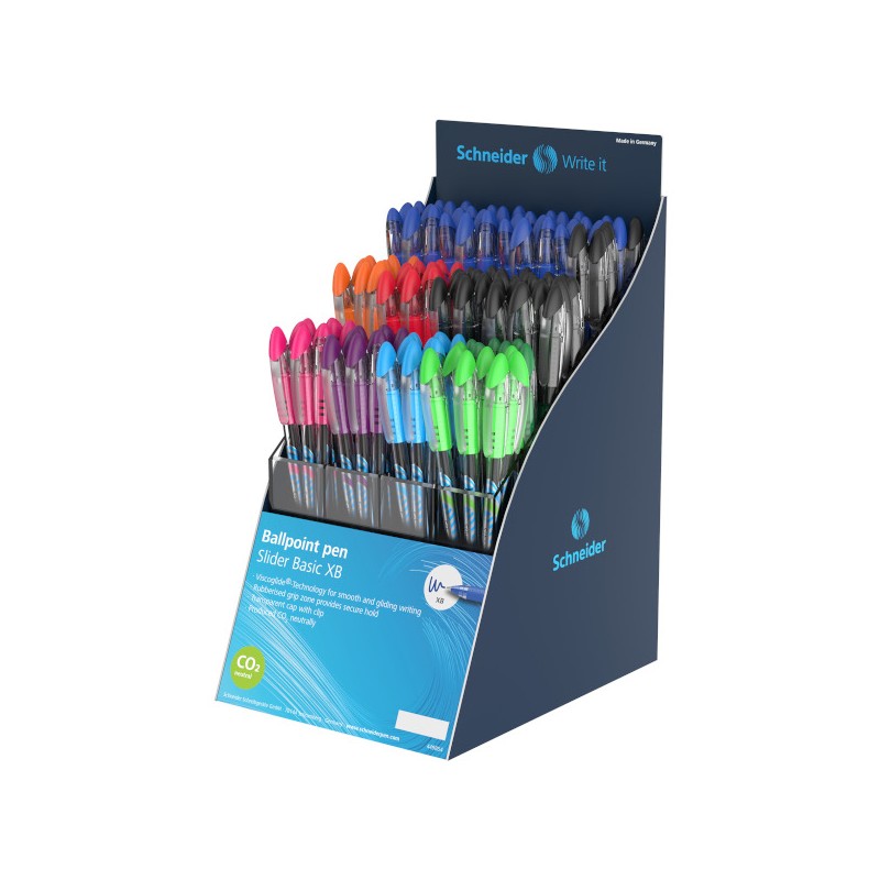 SCHNEIDER Penna Biro a sfera SLIDER BASIC XB 304102, colori assortiti, kit da 120 pz 304112