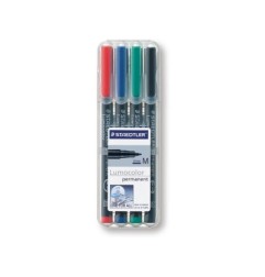 1 - STAEDTLER Penna Lumocolor permanente punta media 317 4 colori