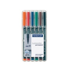 1 - STAEDTLER Penna Lumocolor permanente punta media 317 6 colori