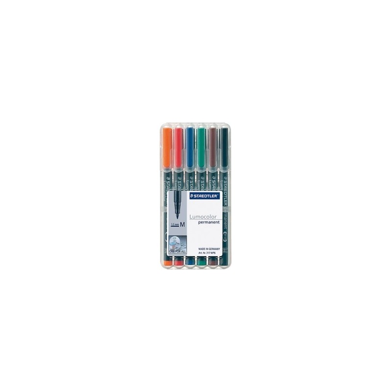 STAEDTLER Penna Lumocolor permanente punta media 317 6 colori