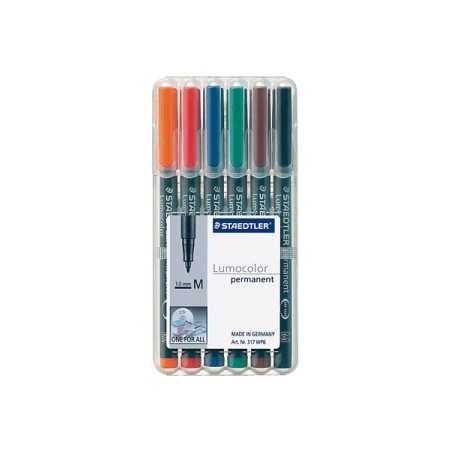 STAEDTLER Penna Lumocolor permanente punta media 317 6 colori