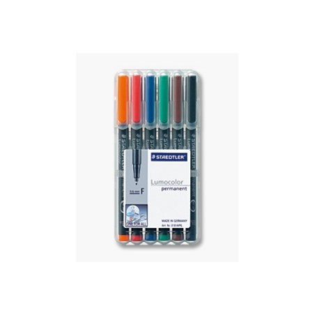 STAEDTLER Penna Lumocolor permanente punta fine 318 6 colori