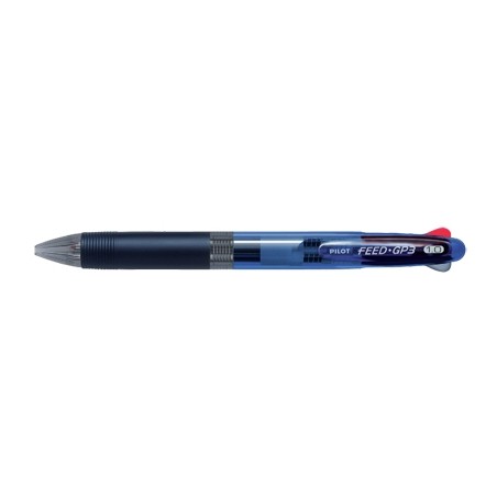 1 - PILOT Penna Biro a sfera FEED-GP3 Fusto Blu, 3 Colori Rosso Nero Blu 1,0 mm