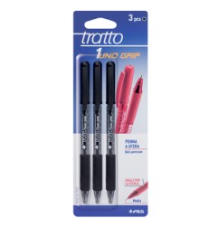 1 - 3 pz Penna Biro Tratto Uno Grip Fila colore nero 043203