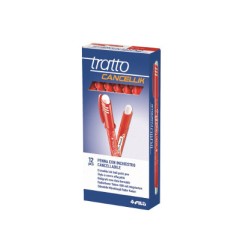 Tratto Cancellik Penna Biro Cancellabile Rossa con Cappuccio Punta 1 mm 826102