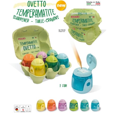 ARDA Temperamatite Ovetto 2 fori - conf. 6 pezzi colori assortiti TE814SC