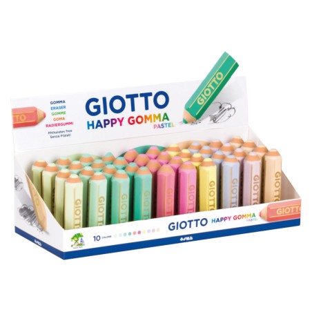 1 - FILA 40 PEZZI - GOMMA GIOTTO HAPPY GOMMA PASTEL 2340