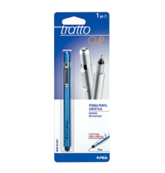 1 - FILA Tratto CLIP Penna a Punta Sintetica Corpo Metallizzato BLU 1 Pz 032401