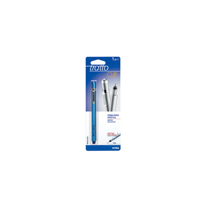 FILA Tratto CLIP Penna a Punta Sintetica Corpo Metallizzato BLU 1 Pz 032401