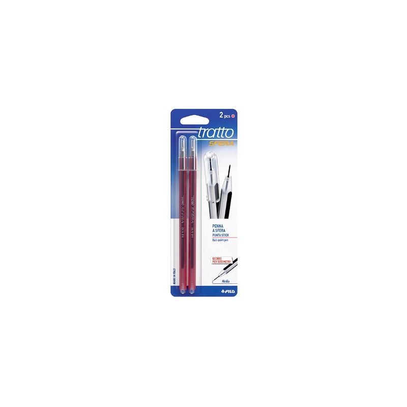 2 pz Penna Biro Tratto Sfera Fila colore rosso 036902