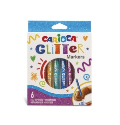 1 - CARIOCA PENNARELLI GLITTER MARKERS 6Pz. ASS. 42190