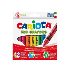 1 - 12 pz Pastelli a cera Carioca colori assortiti 42365