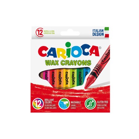 12 pz Pastelli a cera Carioca colori assortiti 42365