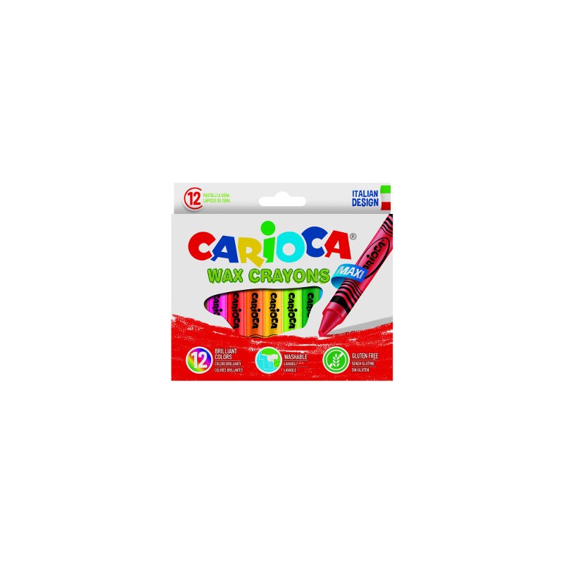 12 pz Pastelli a cera Jumbo Carioca colori assortiti 42369