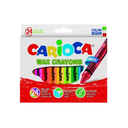 24 pz Pastelli a cera Jumbo Carioca colori assortiti 42390