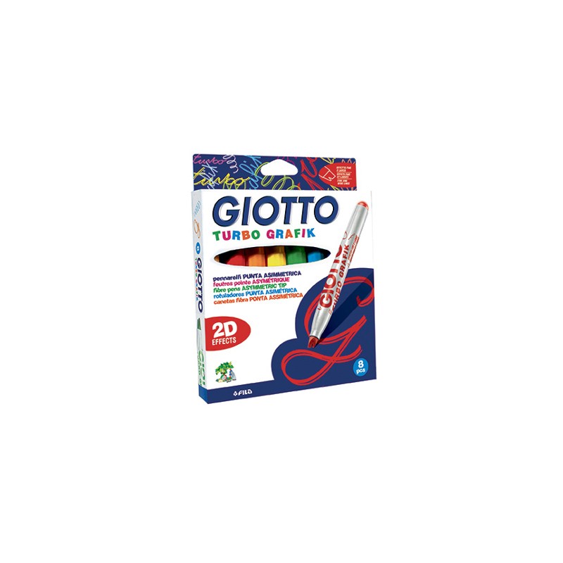 FILA Giotto Turbo Grafik Pennarello a Spirito con Effetto 2D Punta Asimmetrica 8 Colori 4247