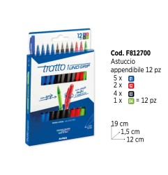 1 - Penna Biro Tratto Uno Grip Fila 12 colori assortiti 8127