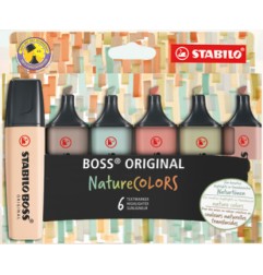 1 - 6 pz Evidenziatore Stabilo Boss Original Nature Colors assortiti 70/6-2-2