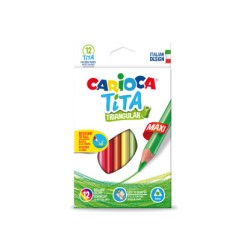 1 - 12 pz Pastelli Carioca Tita maxi triangolari colori assortiti 42791