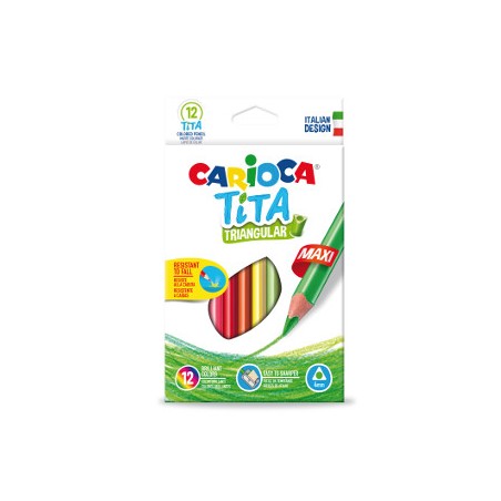 12 pz Pastelli Carioca Tita maxi triangolari colori assortiti 42791