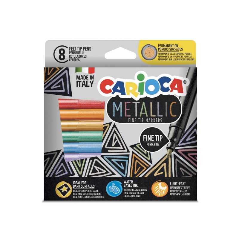 CARIOCA PENNARELLI METALLIC FINE TIP MARKERS 8Pz. ASS. 43162