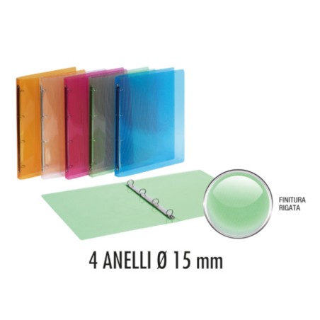 FAVORIT Raccoglitore LUMINA in PPL 4 Anelli d.15mm 22x30cm - Colori Assortiti 066844