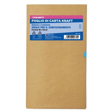 1 - BLASETTI 1 FOGLIO Carta da imballo per pacchi 80x120 colore avana 80 gr 0779