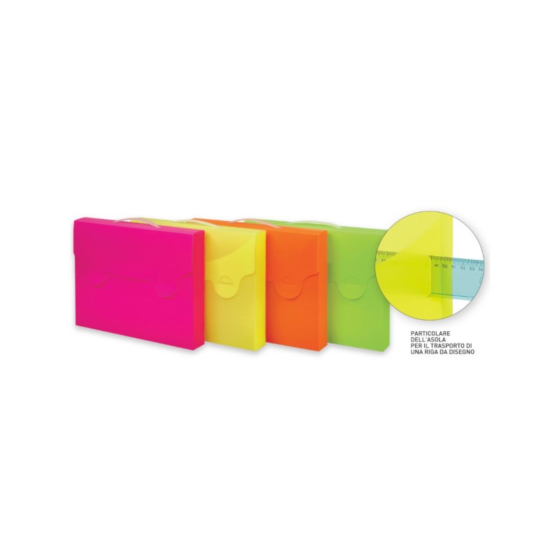 FAVORIT Valigetta Portadocumenti Fluo in Plastica Colori Assortiti 38X29  102066