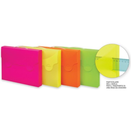 FAVORIT Valigetta Portadocumenti Fluo in Plastica Colori Assortiti 38X29  102066