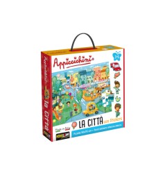 1 - LISCIANI - LIFE SKILLS PUZZLE APPICCICHINI LA CITTA' 84838  50x70cm 48pz, Gioco interattivo per bambini 3-6A