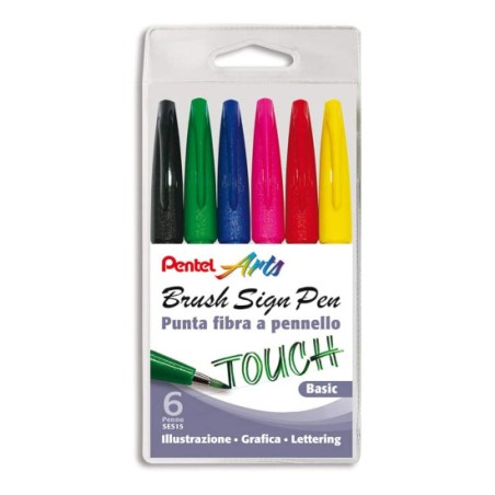 1 - PENTEL SIGN PEN BRUSH 6 COLORI BASIC 0022050