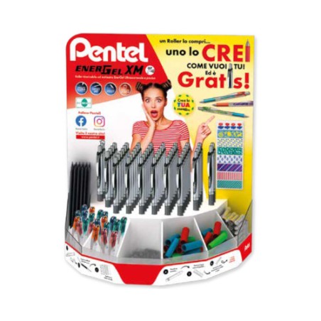 PENTEL Espositore 120 pezzi Penna Roller Energel XM 0,7 a scatto 0022237