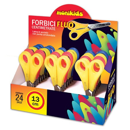 Monikids Forbici Collage Fluo Centimetrate 24pz 14/007 in espositore