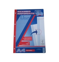 1 - RED IN BLU Ricambio A4 80 gr rinforzato con banda trasparente 40 fg.