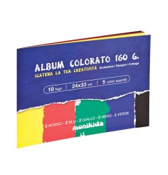 1 - MONIKIDS Album Colorato 10 Cartoncini Colori Assortiti cm 24X34  41/063