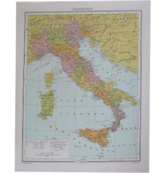 1 - 25 pezzi Carta geografica Italia plastificata 25x35