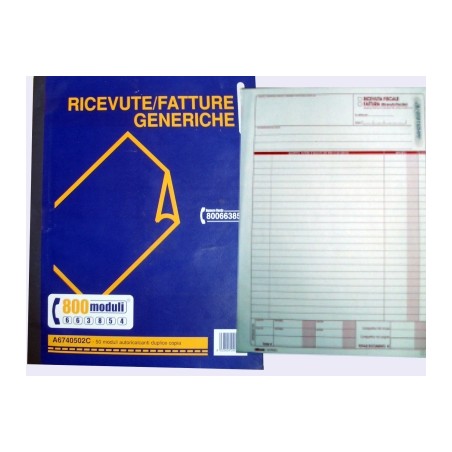 1 - Blocchetto per fatture ricevute fiscali 29,7x21 A6740502C