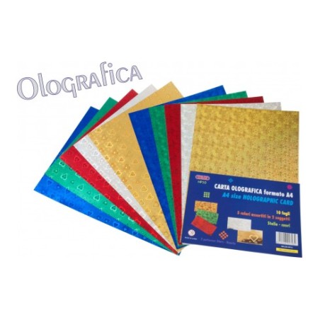 CARTA OLOGRAFICA 10 FG. COLORI ASSORTITI HP10