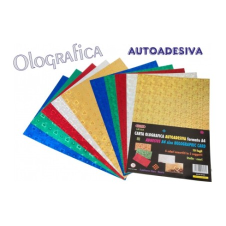 CARTA OLOGRAFICA AUTOADESIVA 10 FG. ASSORTITI HP10A