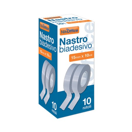 1 - 10 rotoli Nastro biadesivo 15x10mt 02/017