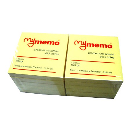 My Memo Blocco Adesivo 76x76 mm Giallo 12 pz 30/001-MY