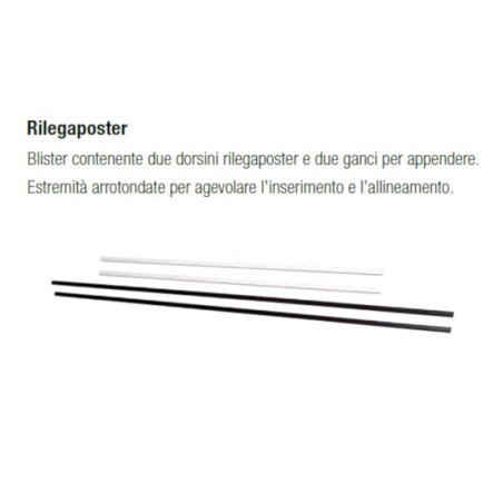 1 - FELLOWES 2 pz Dorsi poster CM 100 colore bianco + 2 gancini R100BI