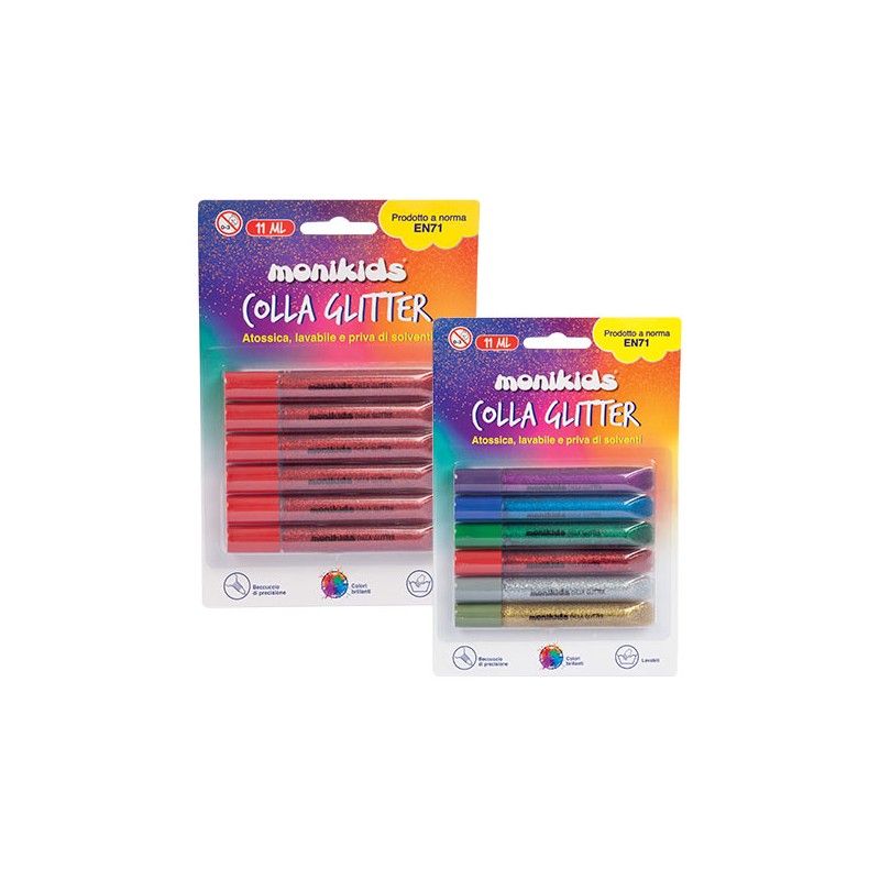 6 PEZZI BLISTER COLLA GLITTER GLUE 11ml. ORO 22/051