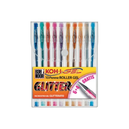 1 - BIRO GEL KOH-I-NOOR GLITTER NAGP Set da 10 pz NAGP10S