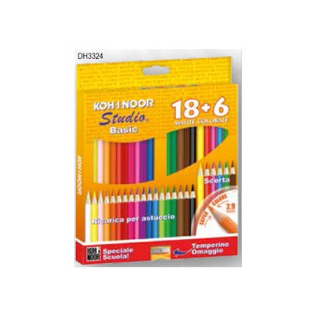 Pastelli Studio basic KOh-I-Noor 18+6 con temperamatite DH3324