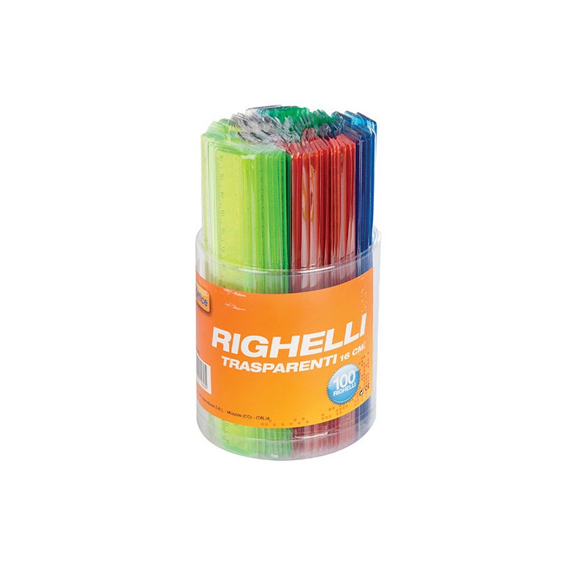 RIGHELLO CM.16 COLORI ASS. TRASP. (100 PZ) 32/088